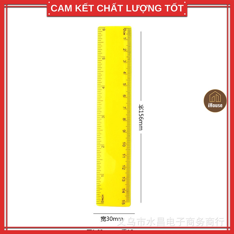 Thước kẻ học sinh 20cm, Bộ thước kẻ học sinh dẻo 15cm 30cm 50cm màu trắng xanh đỏ vàng