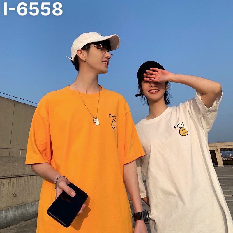 Áo Thun Cặp Nam Nữ Logo Mặt Cười SMILE