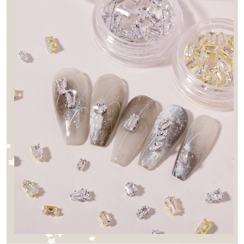 Set 10 Viên Charm Hình Học  Đá Cao Cấp Trang Trí Móng