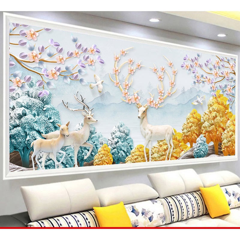 Tranh gắn đá đính kín toàn bộ Hưu Du Xuân Ban Phước