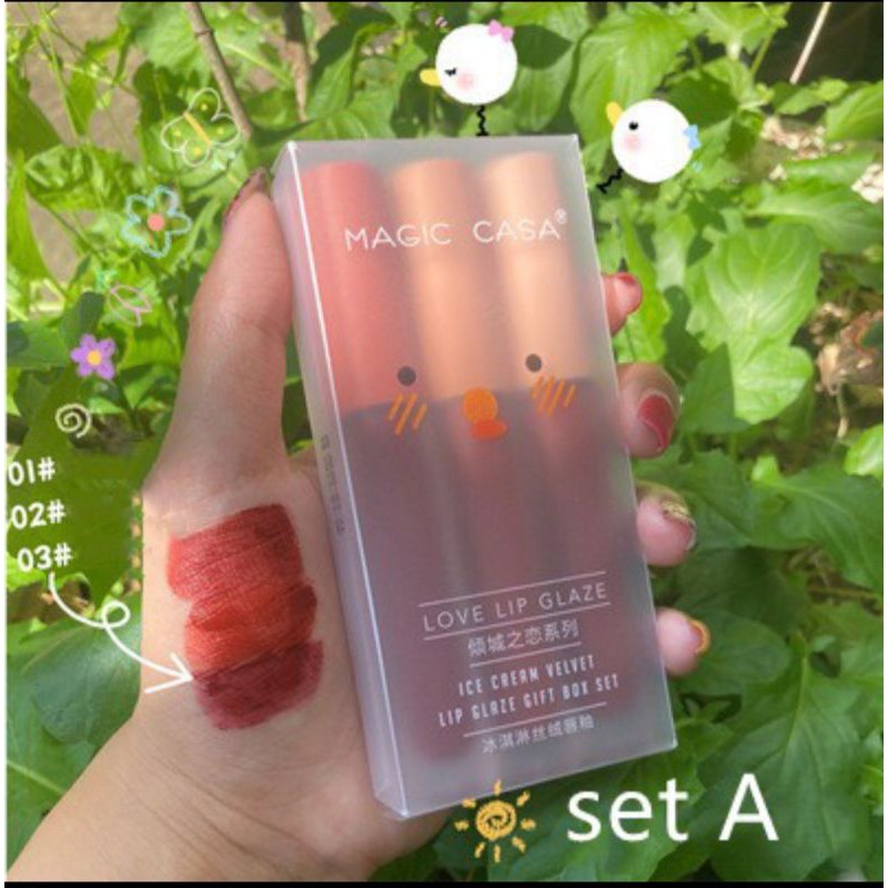 Set son 3 cây kem lì HERORANGE nội địa trung