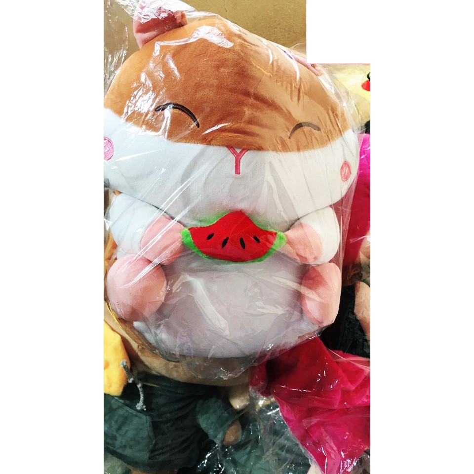 Gấu Bông Chuột Hamster Ăn Dưa Hấu Dễ Thương  Vải Miniso Siêu Mịn, Hàng Loại 1 Cao Cấp
