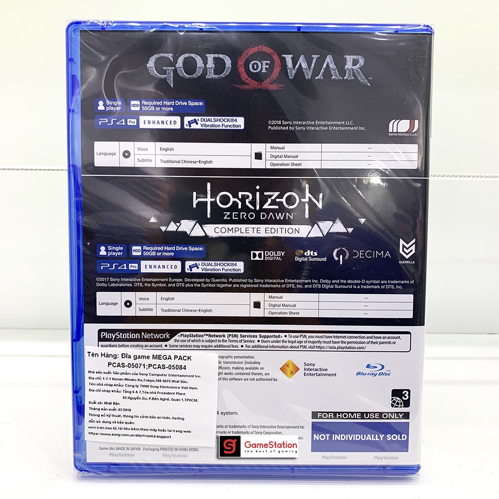 Đĩa Game PS4: God Of War 4 + Horizon Zero Dawn Complete - hệ Asia