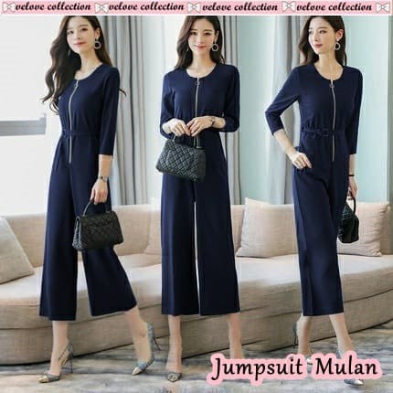 Bộ áo liền quần/quần yếm Ka GK897 Mulan màu xanh Navy cơ bản cho nữ tuổi teen