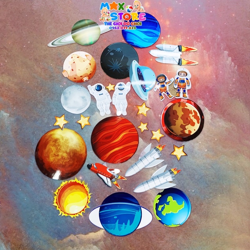 Bộ Dây Treo Trần Nhà Chủ Đề Vũ Trụ Space 27 Hình Treo Phòng Cho Bé, Trang Trí Lớp Học, Khu Vui Chơi