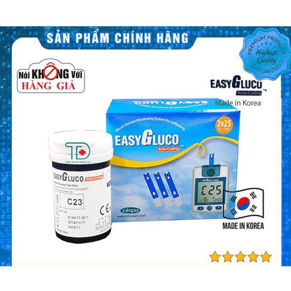 ⚡️Chính hãng⚡️ Lọ 25 que thử đường huyết EasyGluco, tiểu đường EasyGluco - Đo đường huyết - Phát hiện tiểu đường