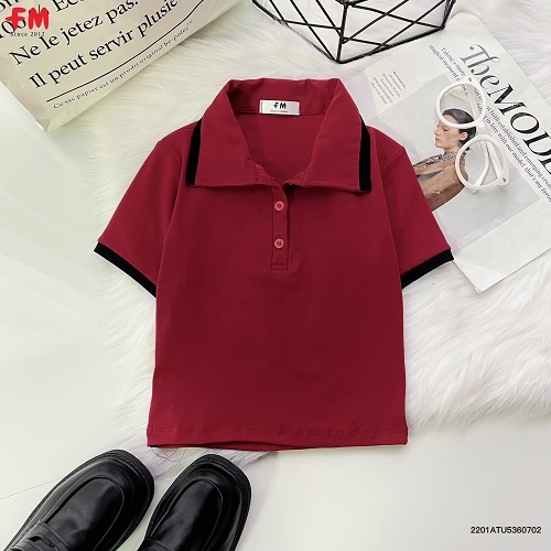 Áo thun polo nữ FM Style cổ bẻ dáng croptop basic trẻ trung, năng động, thời trang 220107074