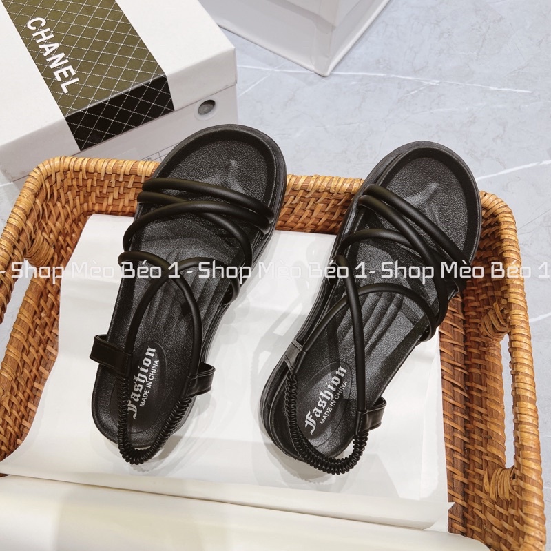 Sandal quai mảnh đan chéo đế bằng fullbox hàng quảng châu cao cấp