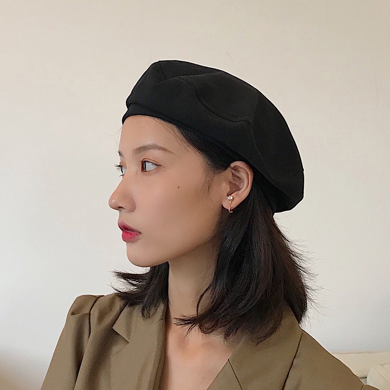 Mũ Beret Vải Cotton Thoáng Khí Màu Sắc Trơn Phong Cách Vintage Pháp Thời Trang Xuân Thu Cho Nữ