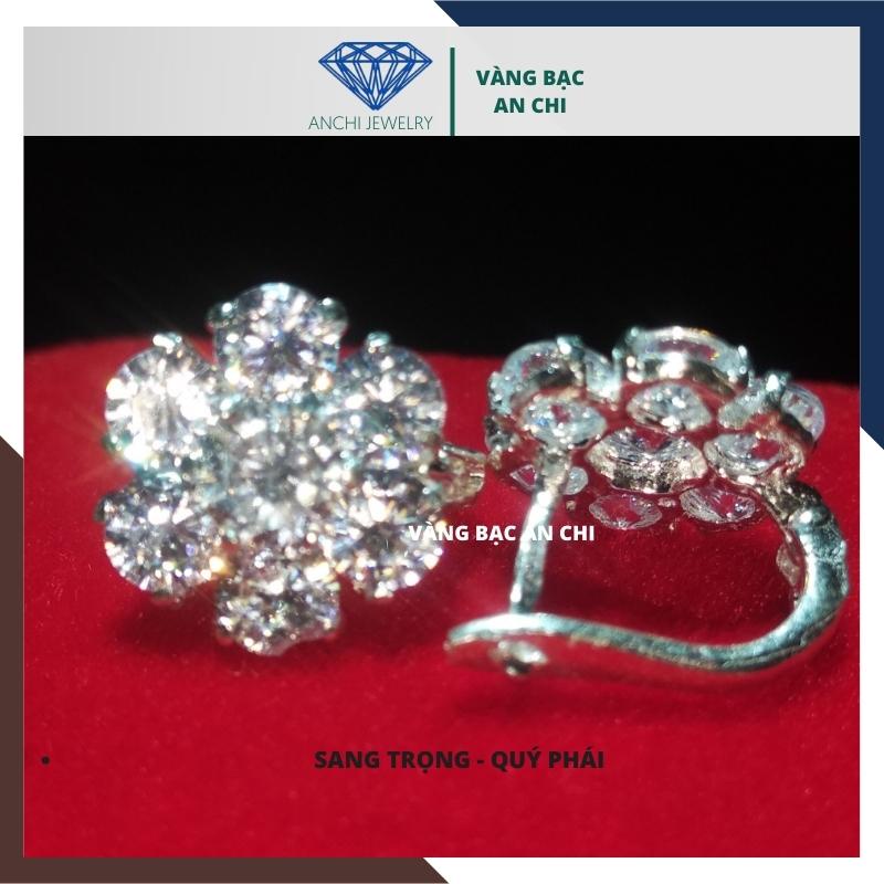 Bông tai hoa đá , chuẩn bạc ta sáng lấp lánh - Anchi jewelry