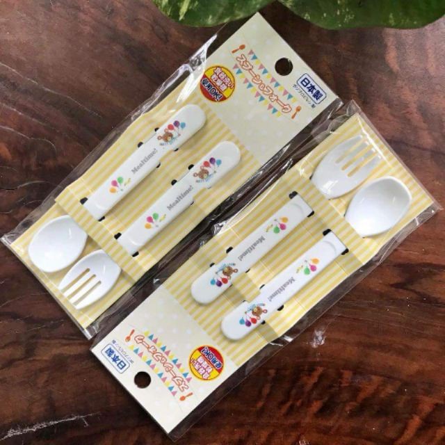 Set 2 thìa dĩa nhựa cho bé OSK Hàng Nhật
