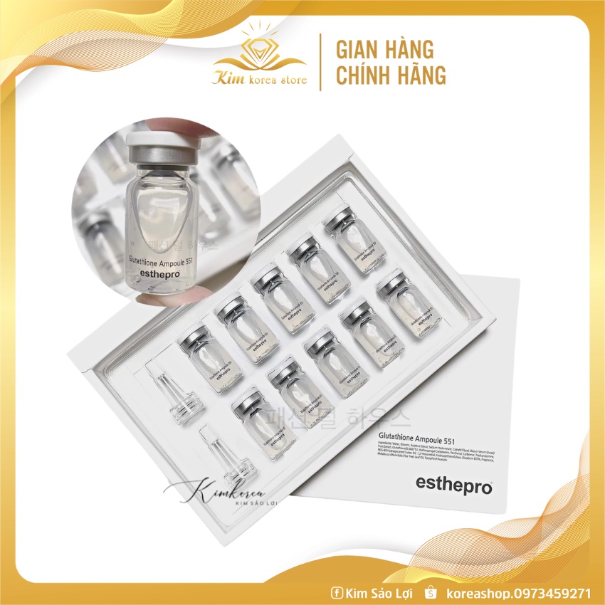 Tế bào gốc - serum dưỡng trắng căng bóng  cấp ẩm  mềm mịn da Esthepro glutathione ampoule 551