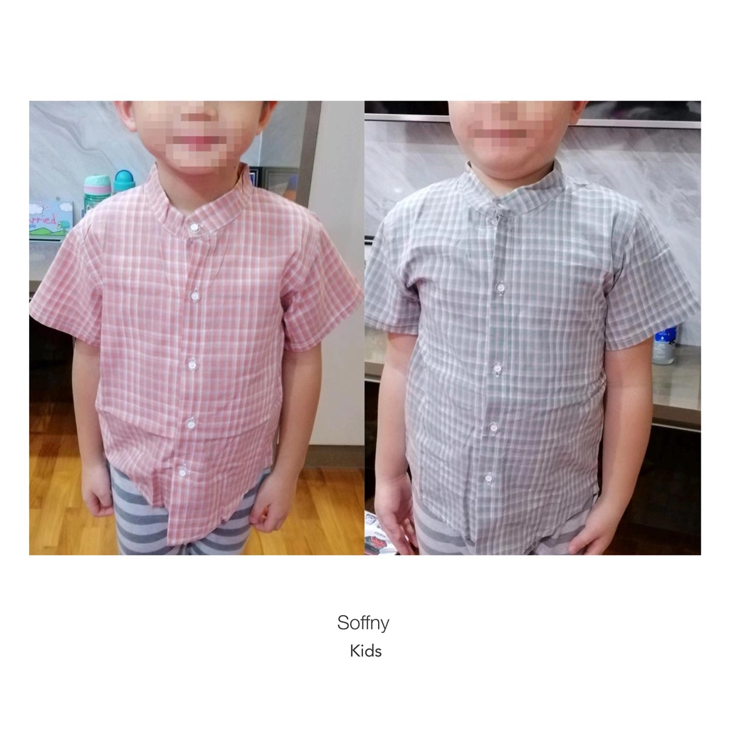 Soffny Áo Sơ Mi Caro Ngắn Tay Thời Trang Cho Bé Trai