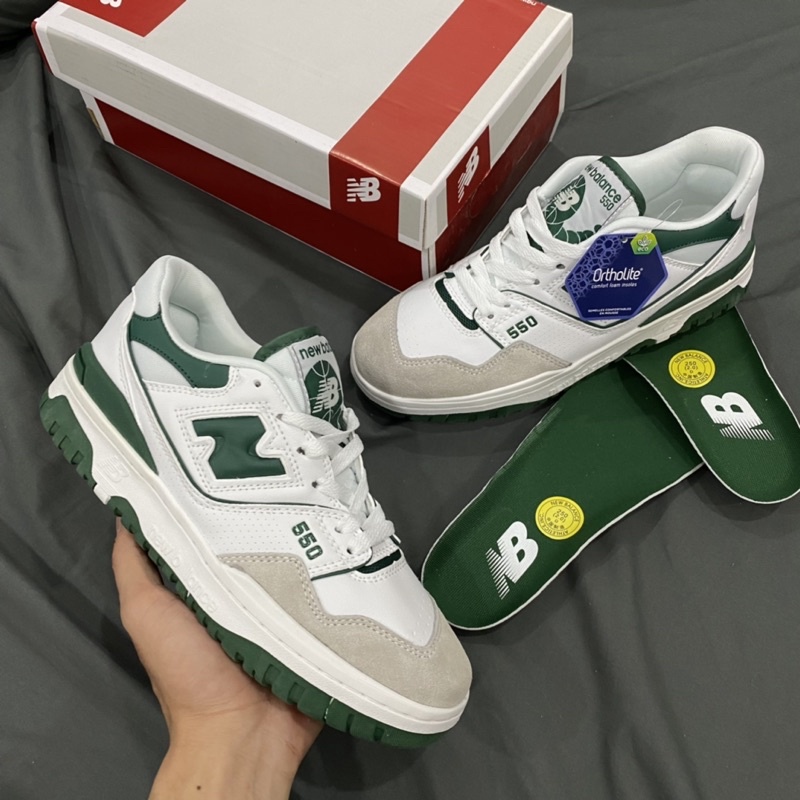 Giày NEW BALANCE 550 "white Green", Giày nb 550 Phối màu xanh đen cao cấp - NB550