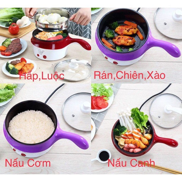 Nồi lẩu mini 2 tầng- Tặng Kèm Khay Hấp có thể Chiên, Xào, Nấu ăn, nấu cơm, nấu lẩu mini