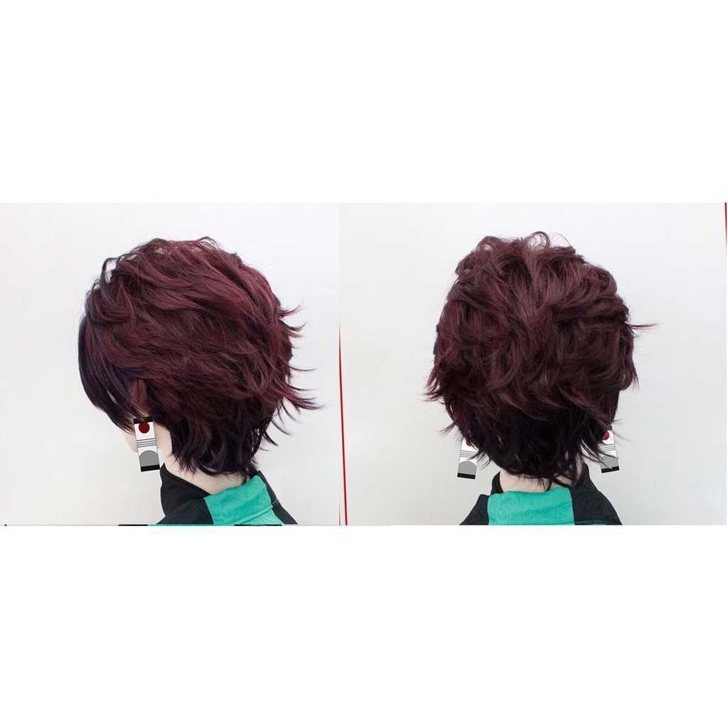 Wig/tóc giả nam nâu cosplay Tanjiro Kamado nâu đen Kimetsu no yaba