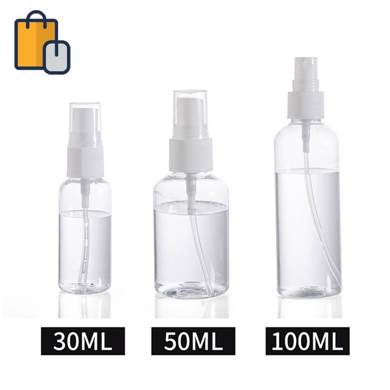 Chai Xịt Rỗng Bằng Nhựa Trong Suốt Dung Tích 30 / 50 / 100ml Dùng Chiết Nước Hoa Mang Đi Du Lịch