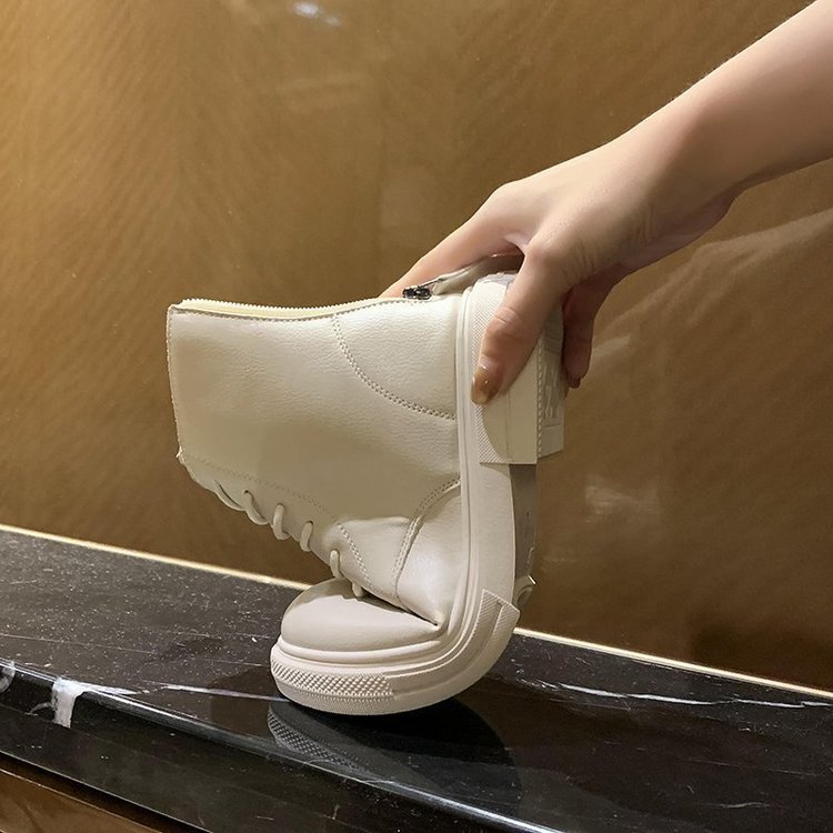 Giày bốt da PU cổ thấp thiết kế hợp thời trang cá tính cho nữ | BigBuy360 - bigbuy360.vn