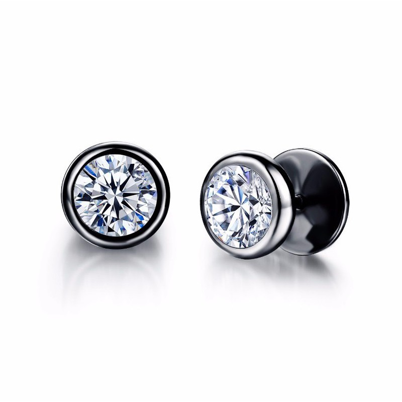 Bông Tai Nam Ti-tan Không đen TT 0802 - 1 cặp