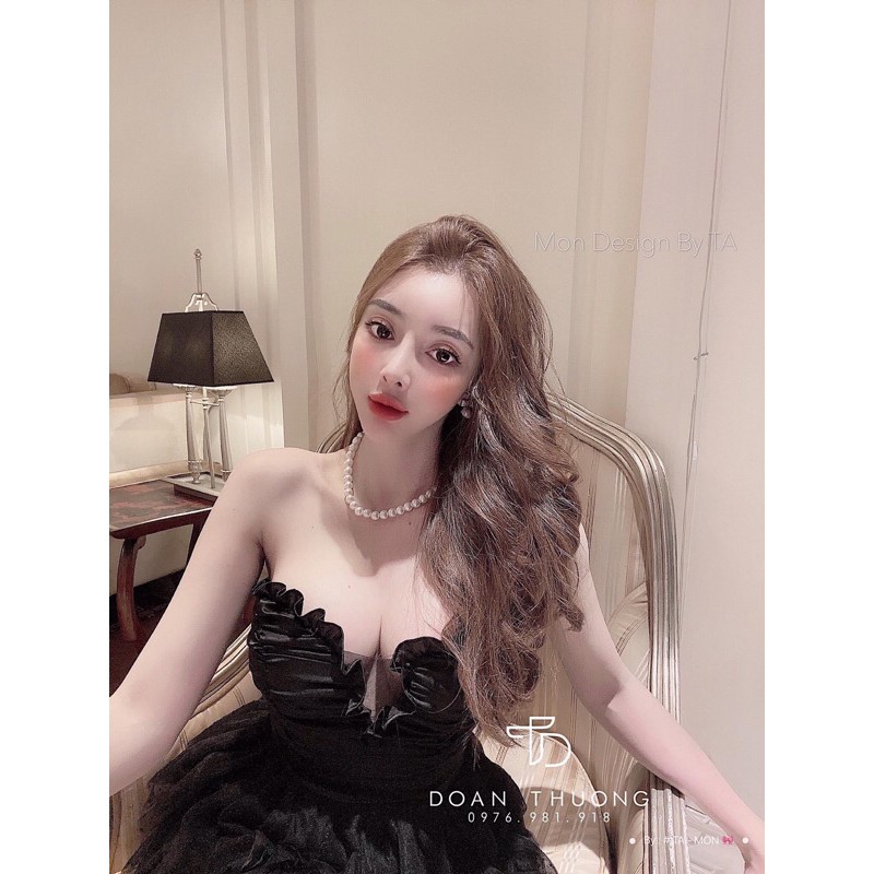 Váy cup ngực xoè tầng ngắn màu trắng , đen , nâu