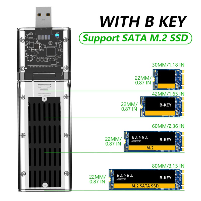 Vỏ ổ cứng ngoài M.2 NGFF SATA SSD USB3.0 Gen1 5Gb/S SATA SSD màu đen cho PC
 | BigBuy360 - bigbuy360.vn