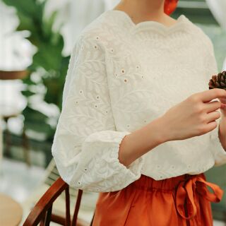 Áo babydoll trắng dài tay ( CÓ SẴN )