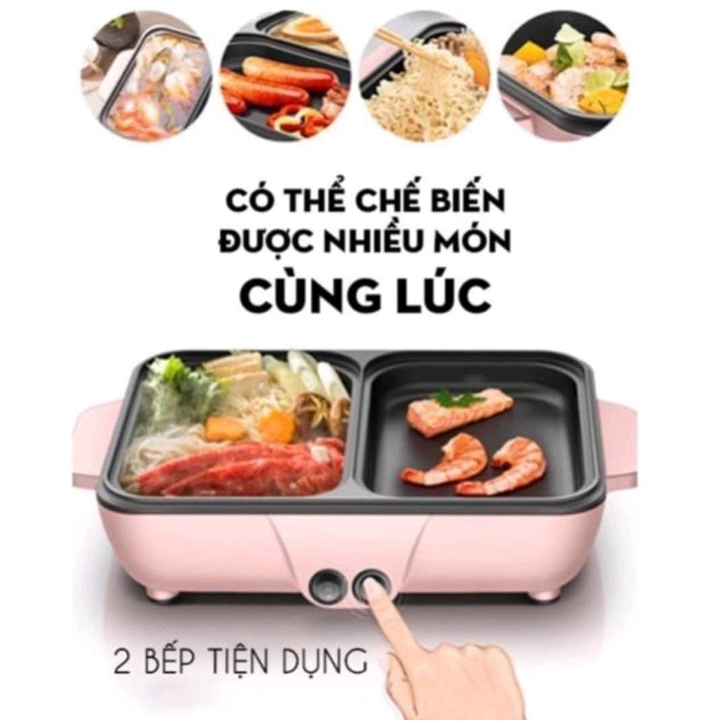 Bếp lẩu nướng 2in1 đa năng, Chống dính cao cấp,Thiết kế tuyệt đẹp. [ Bảo hành 3 tháng ]