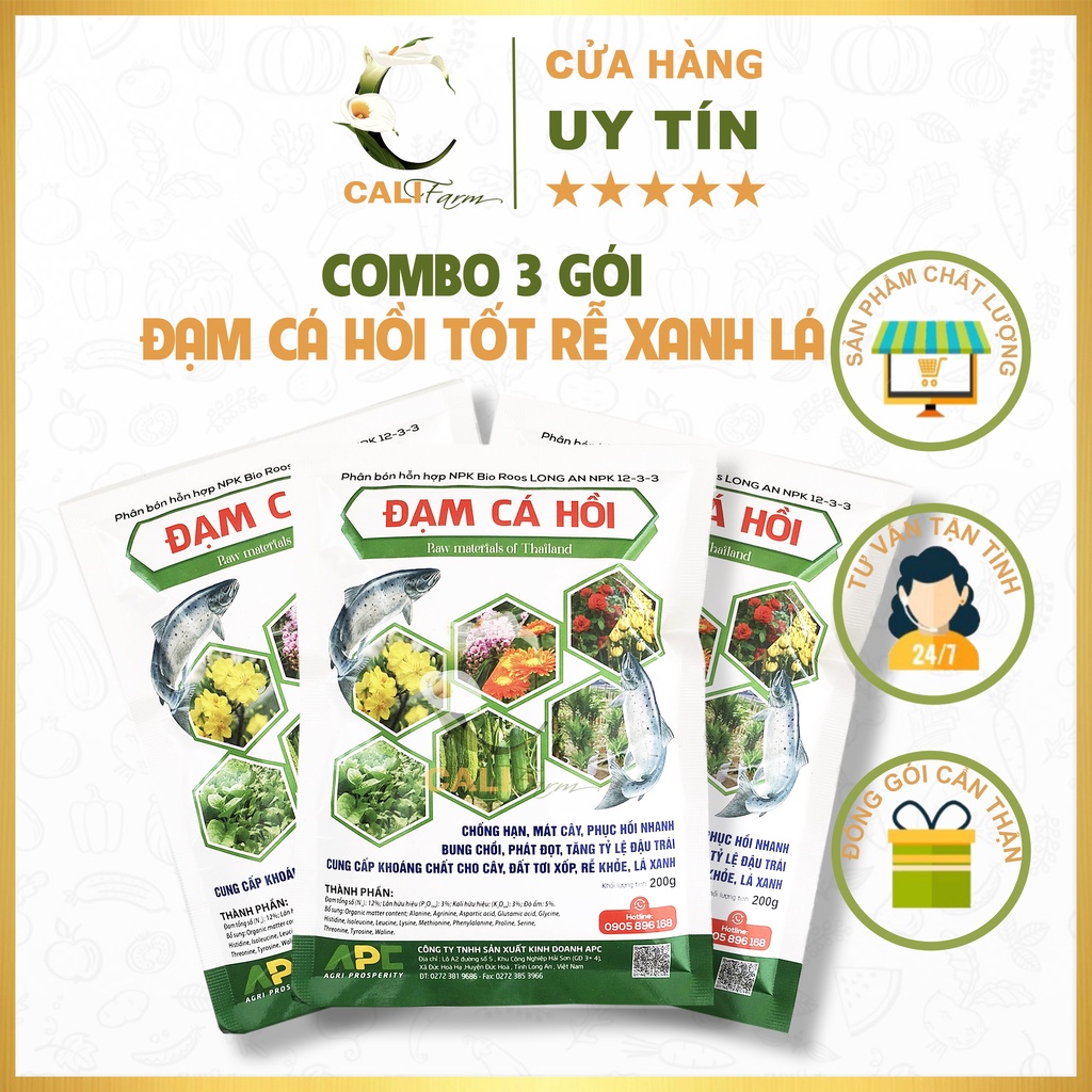 [Combo] Phân Đạm cá Hồi 200g chuyên dùng cho hoa kiểng x 3 gói [sieutietkiem]