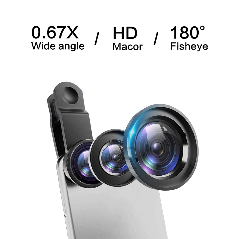 Ống Kính Góc Rộng 0.67x 180 Độ Kèm Kẹp Cho Điện Thoại iphone 13