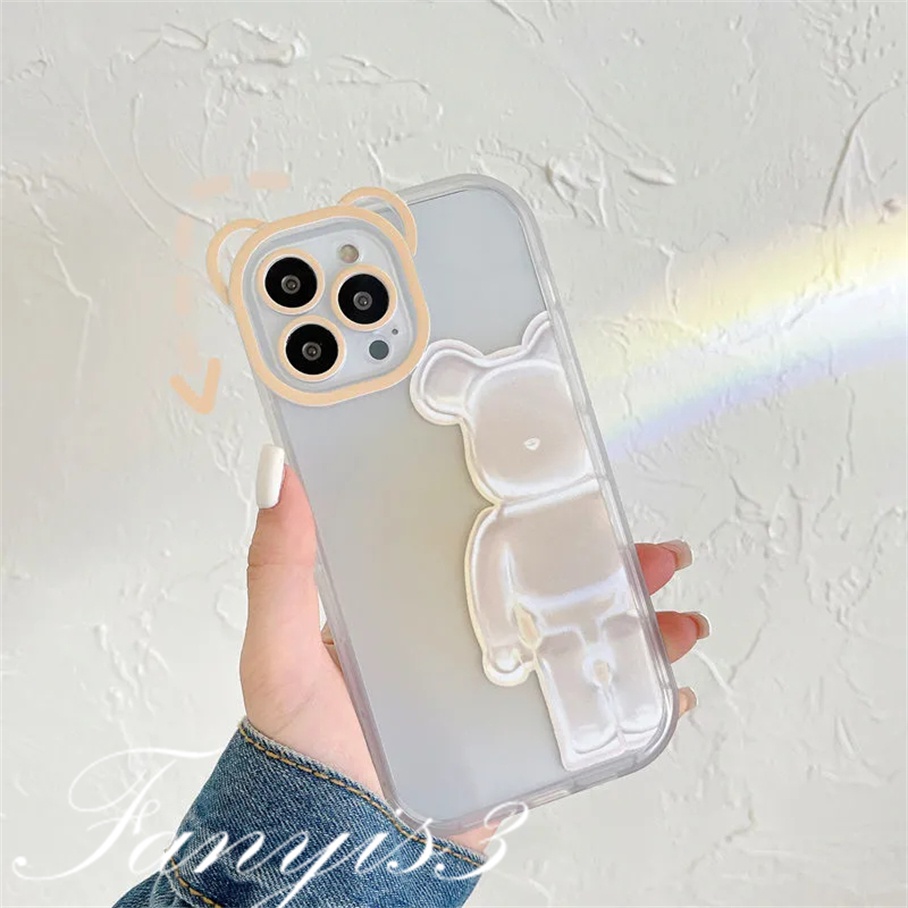 Ốp Điện Thoại Dẻo Trong Suốt Họa Tiết Tai Gấu Độc Đáo Cho iPhone 14 13 12 11 Pro Max 14 13 12 11