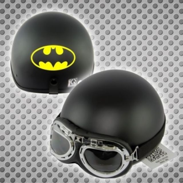 Nón bảo hiểm 1/2 đầu đi phượt kèm mẫu batman - nón bảo hiểm batman kèm kính - mũ bảo hiểm batman