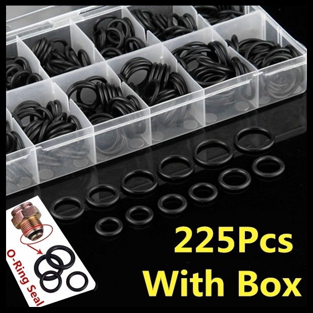 Set 225 Vòng Đệm Cao Su Đen 18 Kích Cỡ Cho Xe Hơi