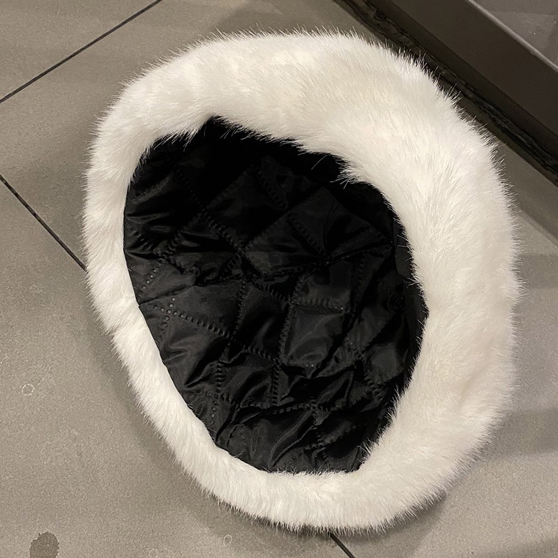 Mũ Beret Bằng Da pu Màu Trơn Phong Cách Nhật Bản Thời Trang Mùa Đông Cho Phụ Nữ Trung Niên