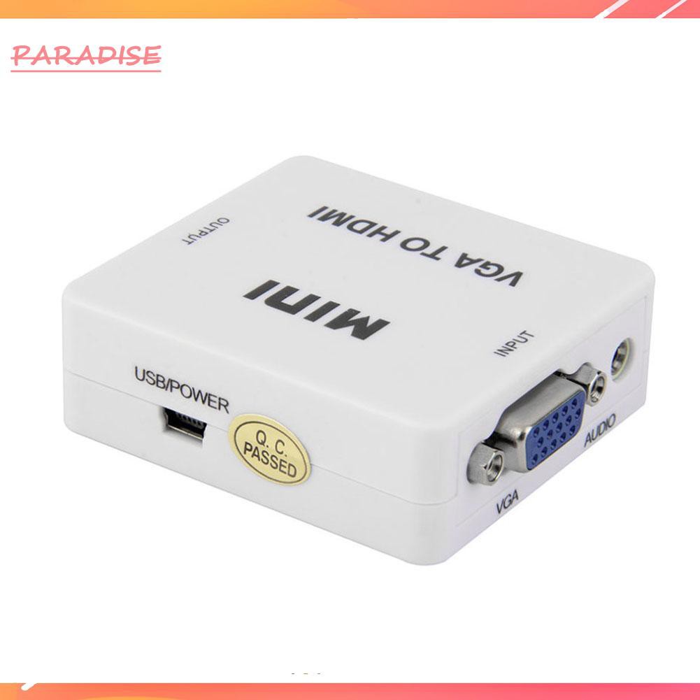 Paradise1 Mini HD 1080P Audio VGA To HDMI-compatible HD HDTV Video Converter Box Adapter With HD