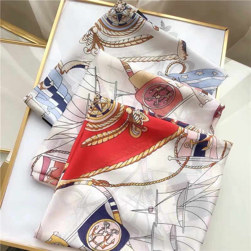 Khăn Quàng Cổ Chống Nắng Thoáng Khí In Họa Tiết Thời Trang Bằng Lụa Tudung WJ1006-73