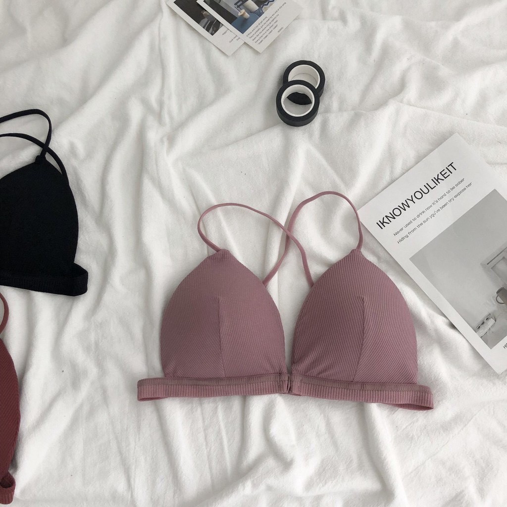 Áo Bra Cotton Dây Mảnh Cài Trước Nhiều Màu, Áo Lót Nữ Đan Dây Lưng Gợi Cảm [Ảnh Chụp Thật] - OB019