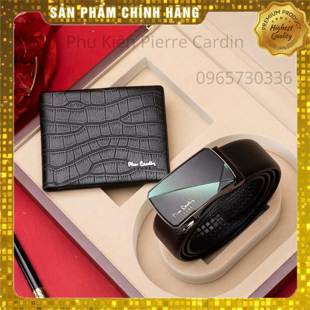Combo Thắt Lưng, Ví Da Pierre Cardin Da Bò Hộp Gỗ Cao Cấp Sang Trọng Chính Hãng
