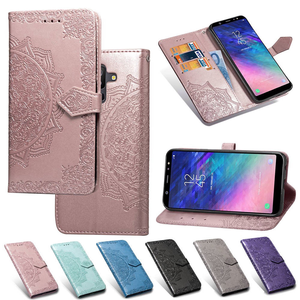 Bao da điện thoại có ngăn đựng thẻ đỡ đứng tiện dụng cho Samsung Galaxy A2 Core A3 A5 A6 A6S Plus 2016 A310 2017 A320 A520 2018 J8 A20S