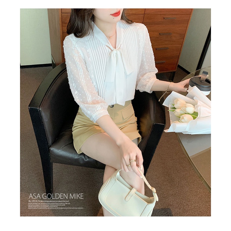 Áo Sơ Mi Voan Trắng Tay Ngắn Cổ Chữ V Phong Cách Phương Tây Thời Trang Mùa Hè Cho Nữ