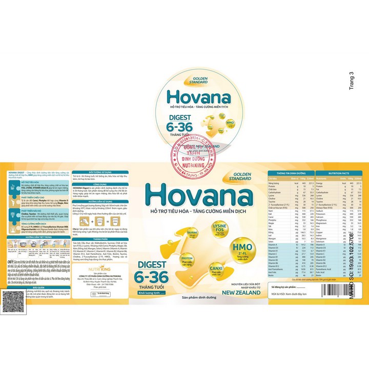 Sữa Hovana Digest - Hỗ Trợ Tiêu Hóa - 900gr