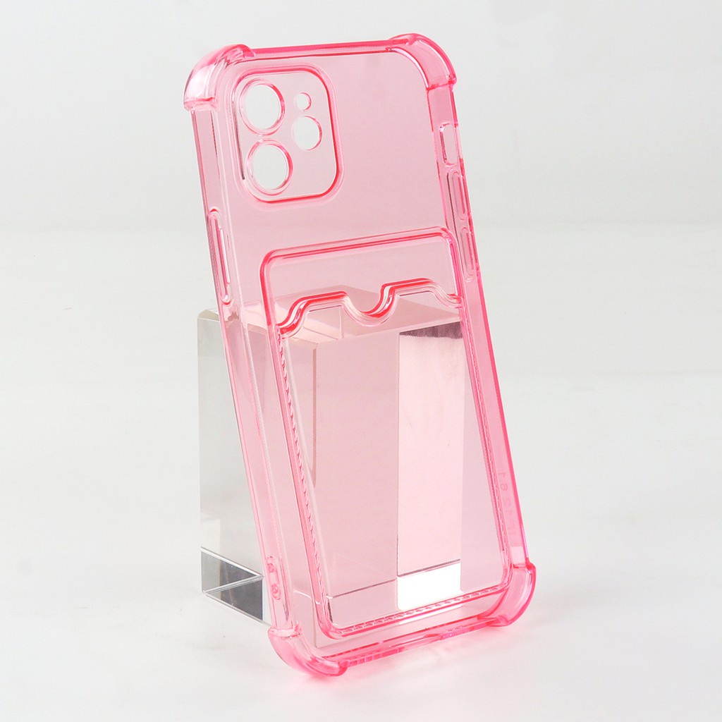 Anti-drop transparent TPU phone case with card holder for iPhone12 11 Pro Max XR XS X i8 Plus i11