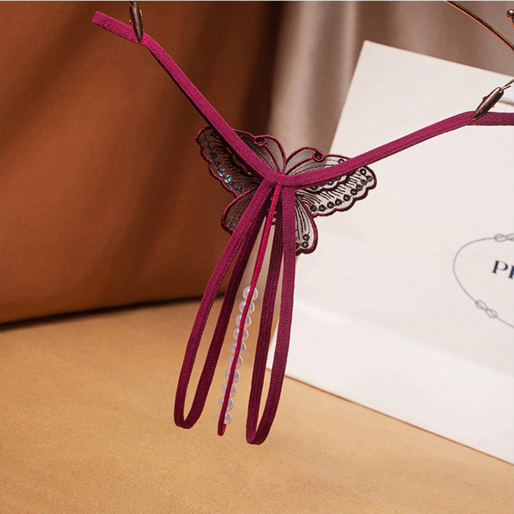 Quần Lót Hở Đáy Thêu Hình Bướm Đính Ngọc Trai Gợi Cảm Cho Nữ Nhiều Màu