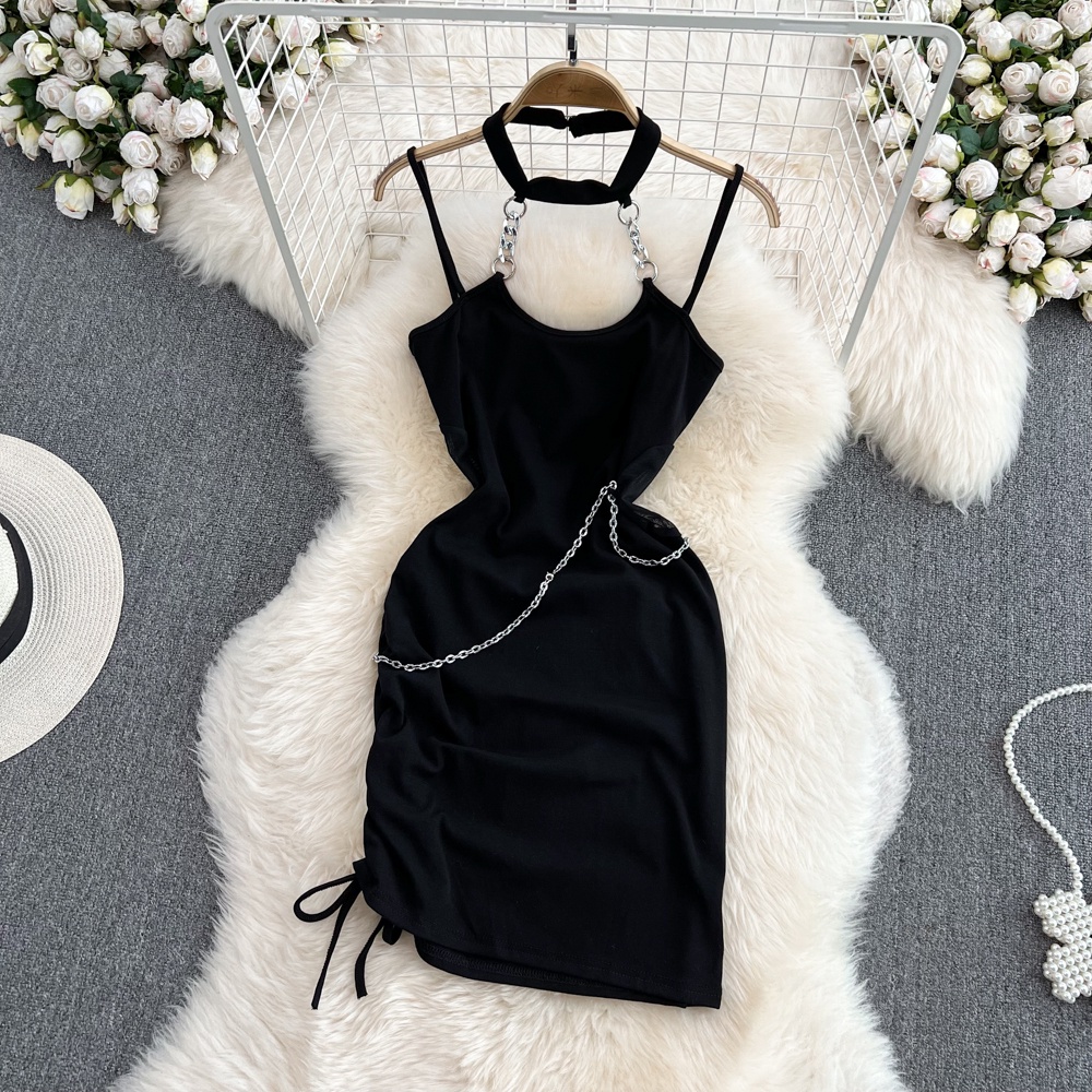 🌸Hàng Order🌸 Váy Đầm 2 Dây Phối Xích Cách Điệu Body Dây Rút Hông Sexy Nữ Tính🌸Hàng Quảng Châu