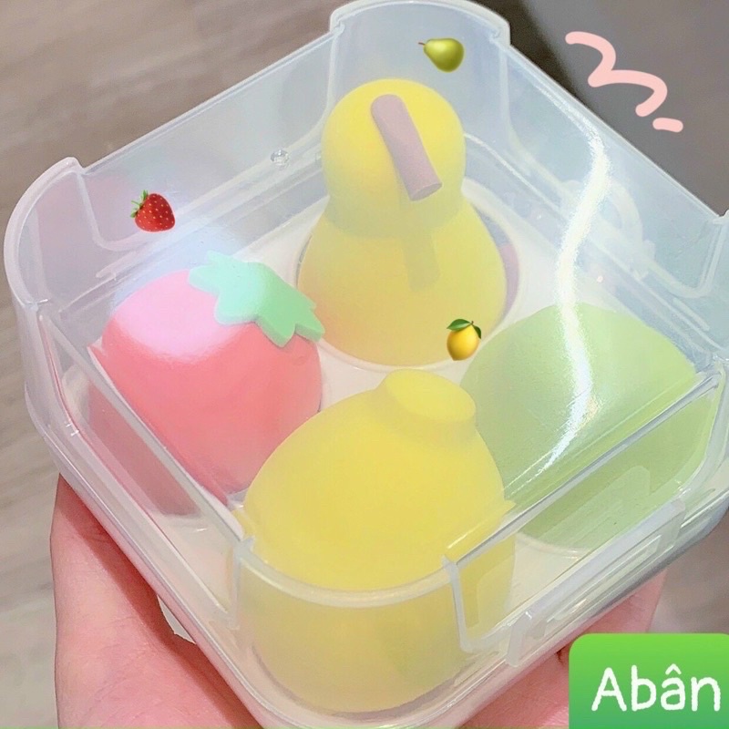 Bông Mút tán nền,mút trang điểm make up thần thánh hình hoa quả siêu xinh