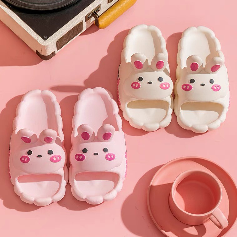 Dép bánh mì Thỏ Rabbit đám mây nữ quai ngang cao su mềm chống trơn đi trong nhà tắm- DL265