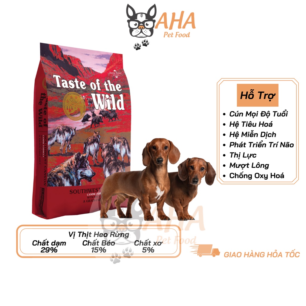 Thức Ăn Cho Chó Lạp Xưởng Taste Of The Wild Bao 500g -  Southwest Canyon Thịt Heo, Trái Cây Rau Củ Quả