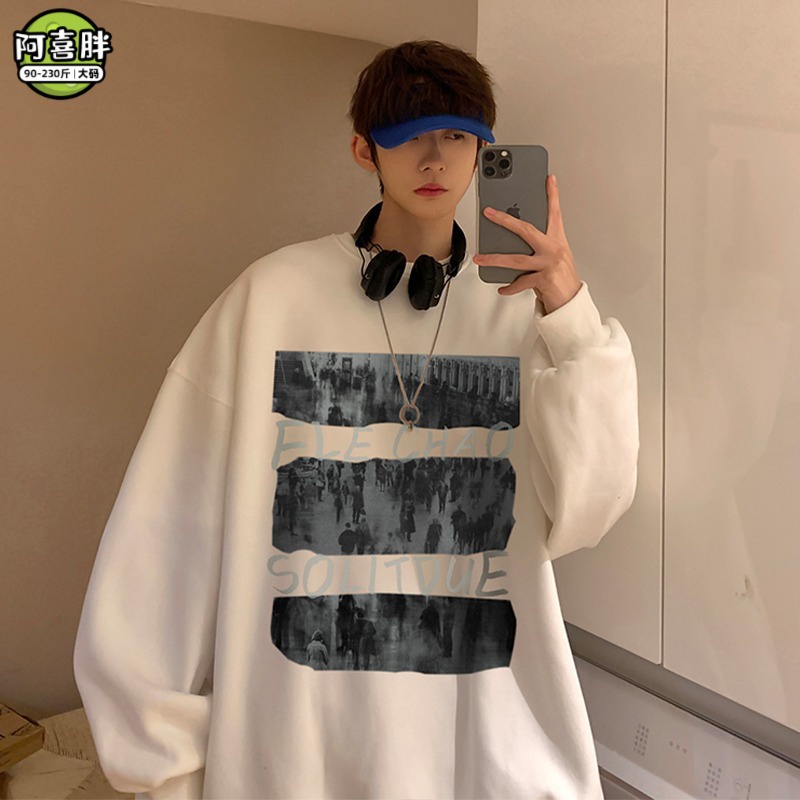 Áo Hoodie Cổ Tròn Dáng Rộng Phong Cách Đường Phố Thời Trang Xuân Thu Cho Nam Giới Fru112