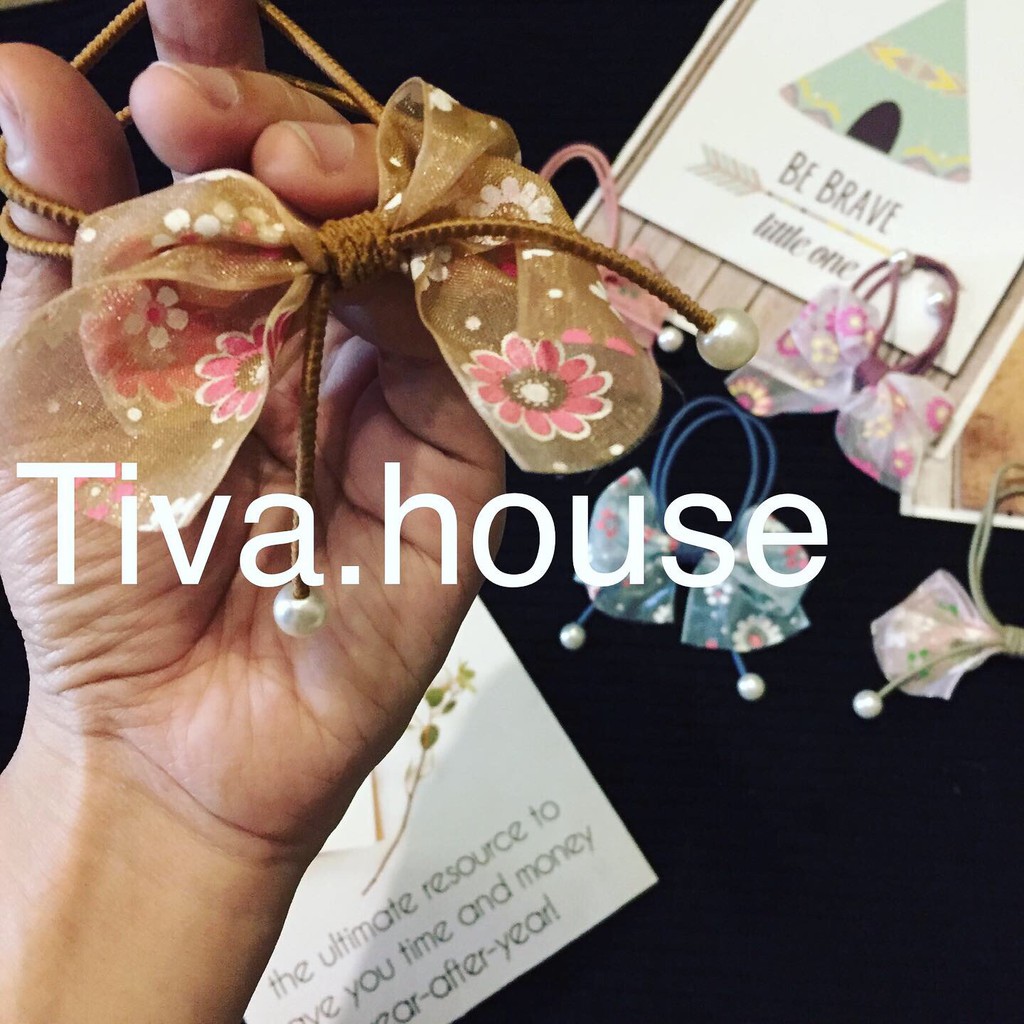 Cột tóc nơ nhiều màu vải voan hình hoa nhỏ