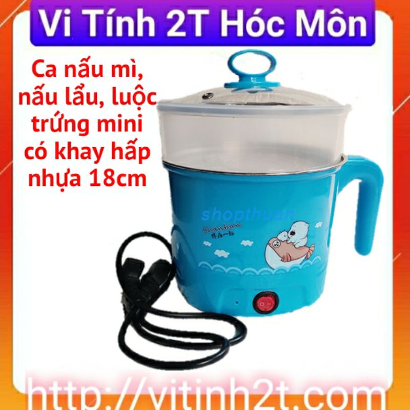 Ca nấu mì và nâu siêu tốc mini 2 lớp 1,8L