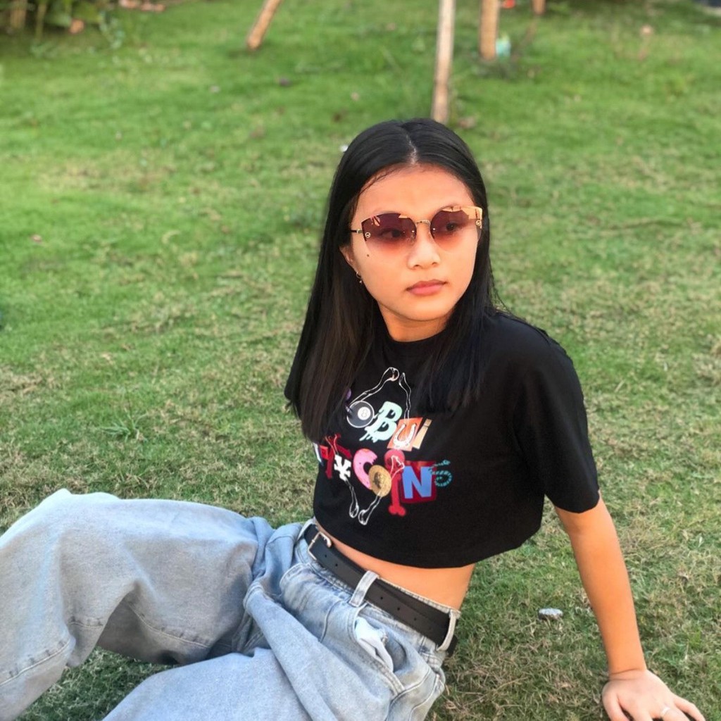 Áo Croptop Nữ BoBui 🦋FREESHIP🦋 Áo Phông Dáng Ngắn Cộc Tay In Chữ Màu Đen